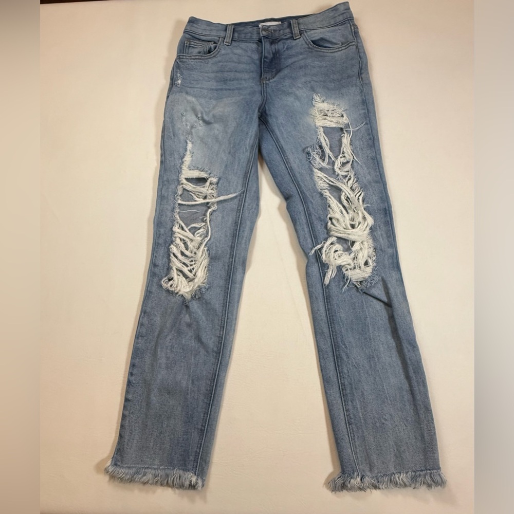 Cello Jeans Light Blue Denim Wash Distressing Raw Hem Women's Size 1 (bin DD)